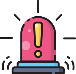 Alert vector icon with red emergency signal, ideal for notifications, warning signs, or safety alert interface design.