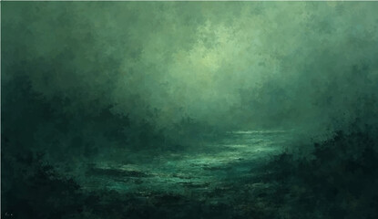 Abstract gradient background with grainy texture dark green.