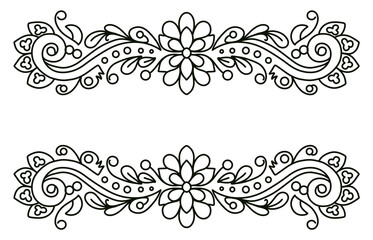Flower Border Design with Black and White Ornament Details