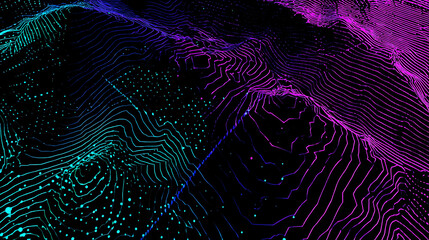 map style abstract background with elevation lines and neon contours