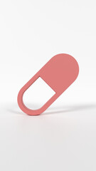 3D Render of Coral Red Pill Icon on White Background – High Resolution Medical Symbol for Pharmacy, Medication, or Healthcare Use
