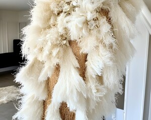 Textured Cream and Beige Pampas Grass Wall Hanging Decor