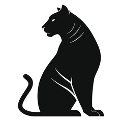 Black cat silhouette illustration vector on white background, a cute domestic feline animal art