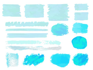 水色の水彩フレームとラインのセット