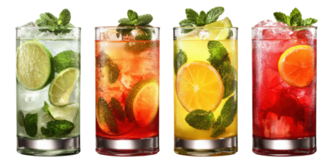 Realistic cocktails isolated on white background 4k quality