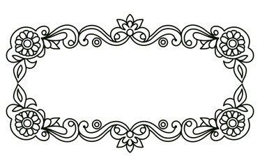 Flower Border Design with Black and White Ornament Details