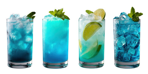 Vibrant realistic cocktails isolated on white background 4k quality