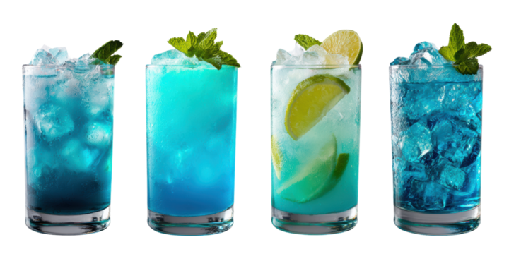 Vibrant realistic cocktails isolated on white background 4k quality