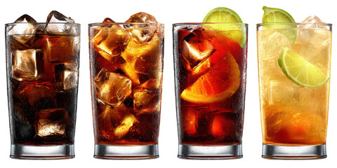 Realistic cocktail set isolated on white background bright colors