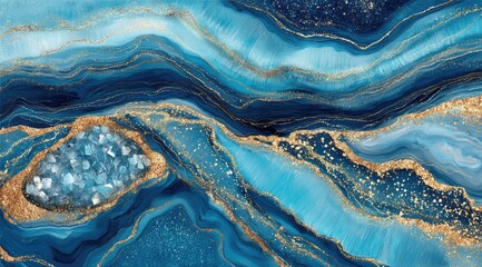 Stunning Abstract Blue and Golden Mineral Texture