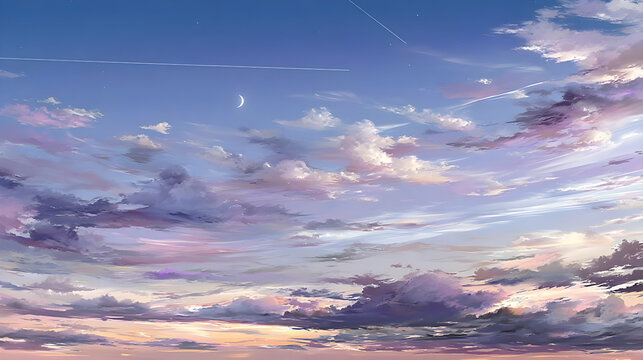 of swirling pastel clouds and floating neon shards drifting slowly