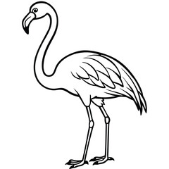 Obraz premium Elegant outline illustration of a flamingo in black and white minimalist design.