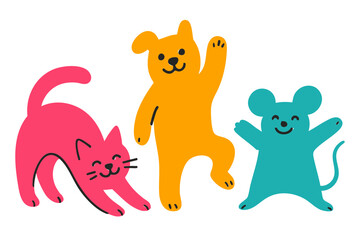 Birthday Party Dancing Animal Friends Dog, Cat and Mouse
