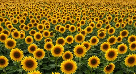 Sunflower Field Blooming in Summer Agriculture Landscape