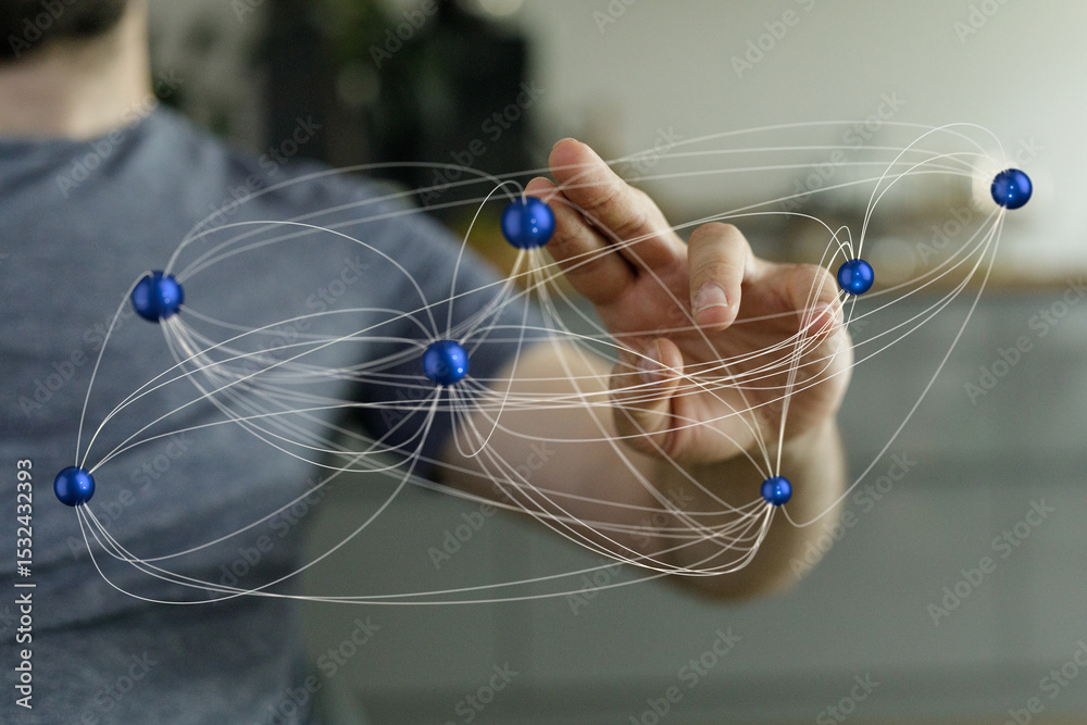 Poster image depicts a hand interacting with a digital network, symbolizing global connectivity, collaborat