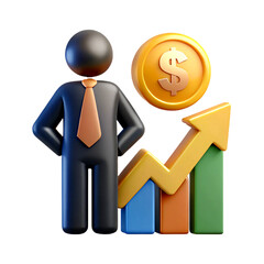 Financial Growth 3D Illustration of Business Success and Wealth