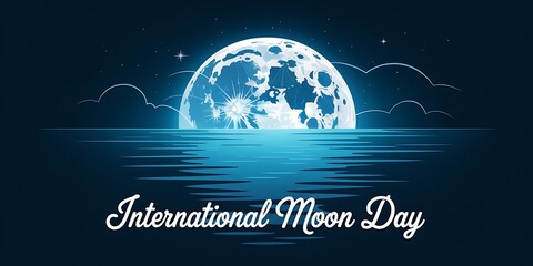 Moon Day |  rising over water for International Moon Day banner