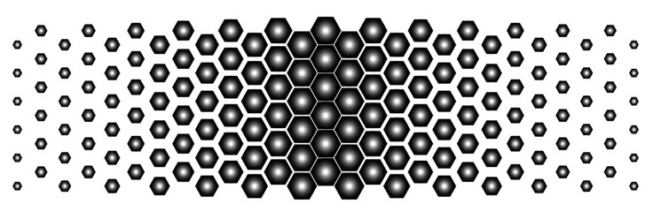 Abstract black and white geometric background pattern. Hexagon pattern with gradation. Separate layers with the ability to edit. Halftone hexagon retro simple pattern. Vector honeycomb.