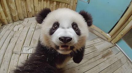 Giant panda bear looking at camera