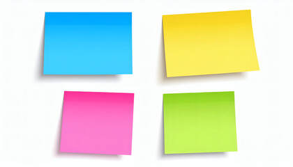 Fototapeta premium Set of Four Colorful Vector Blank Sticky Post-It Notes Isolated on White Background Illustration