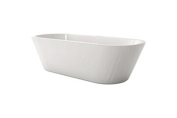 White oval freestanding bathtub with smooth curved modern minimalist design, isolated on a transparent background