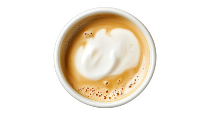 Top-down view of a coffee drink with creamy foam