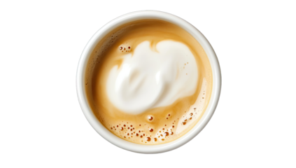 Top-down view of a coffee drink with creamy foam