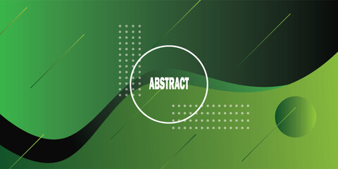 Modern Dynamic Simple Abstract Dark Background with Green Color Wavy Design And Circle Pattern. Eps10 Vector Template