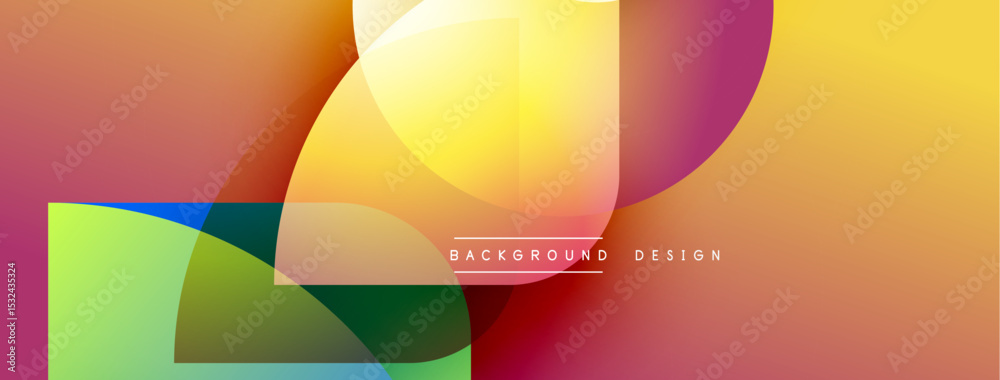 Aufkleber Abstract colorful shapes overlap, creating dynamic gradients. Warm tones dominate with green accents. Modern design element for backgrounds.
