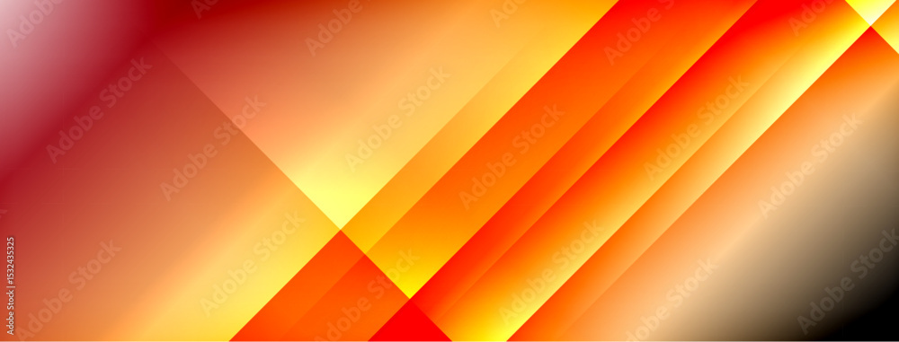 Poster abstract gradients, vibrant orange hues dominate. diagonal lines create dynamic visual flow, warm to