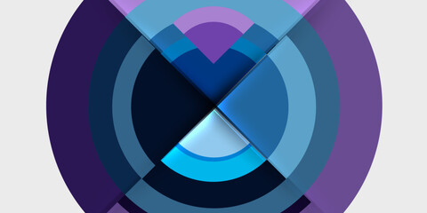 Obraz premium Abstract concentric circles, blue purple hues, geometric design. Minimalist composition, modern aesthetic, clean lines, digital art.