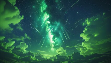 3D illustration of a meteorite in the background of the night sky