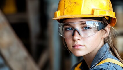 A female engineer in the power sector, wearing protective headgear, employs a computer tablet to inspect high voltage electricity outdoors, ensuring proper distribution and supply