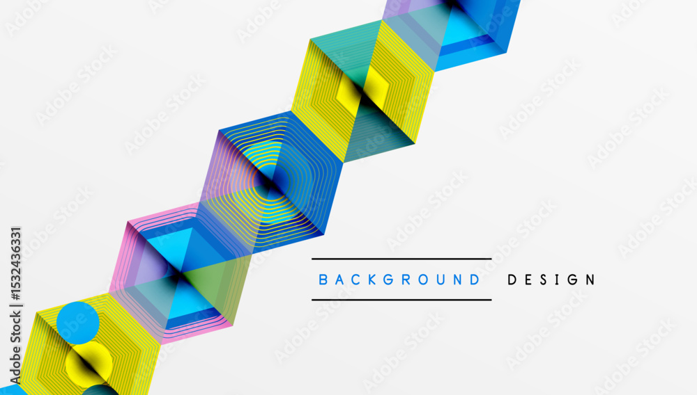 Aufkleber abstract geometric shapes, vibrant colors, dynamic composition. modern design elements create intere