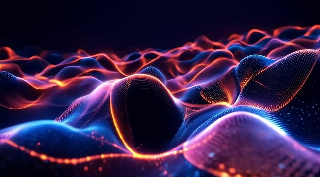 A set of interconnected glowing lines moving and reshaping into different abstract patterns in 3D space