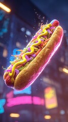 Neon City Hotdog: Vibrant Street Food Delight