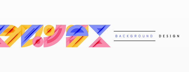 Fototapeta premium Colorful text layers create dynamic visual effect. Background is white, design includes lettering, shadows, gradients.