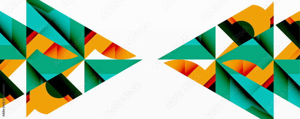 Aufkleber geometric patterns repeat, creating symmetrical design. teal, orange, black hues dominate white back