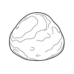 Sketch of rounded form with a black outline and wavy patterns inside the structure