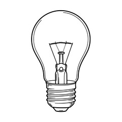 Classic Lightbulb Black outline of a lightbulb with its filament, socket, and glass
