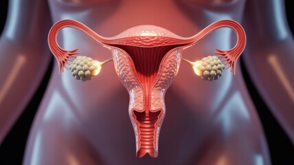 Obraz premium 3D Rendering of the Female Reproductive System Anatomy in Detail