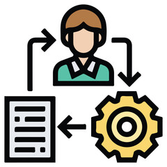 Process Icon &ndash; Workflow, Gear, and Automation Symbol Vector