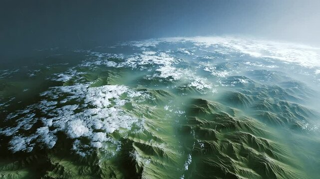 3D Weather Model Depicting Storm Systems and Precipitation Gradients