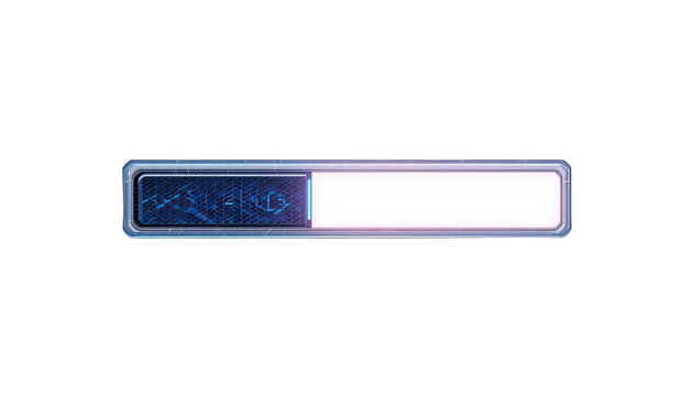 A futuristic loading bar with a digital design, featuring blue and white colors, symbolizing progress in technology.