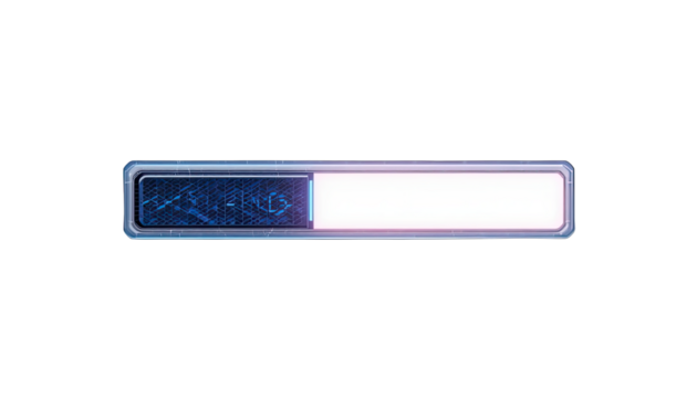 A futuristic loading bar with a digital design, featuring blue and white colors, symbolizing progress in technology.