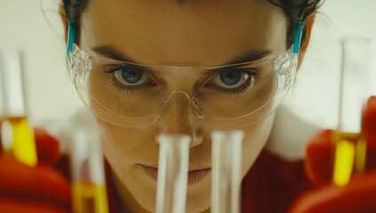 A professional woman scientist in a laboratory uses modern equipment to conduct research, with the goal of developing and styling a new type of vaccine for use in science medicine