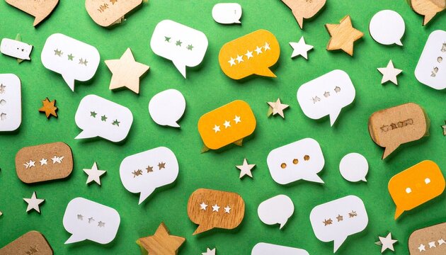 Collection of speech bubbles on green background - Powered by Adobe