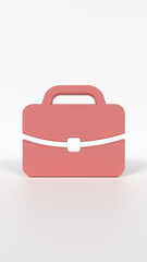 3D Render of Coral Red Briefcase Icon on White Background – High Resolution Symbol for Business, Work, or Professional Design
