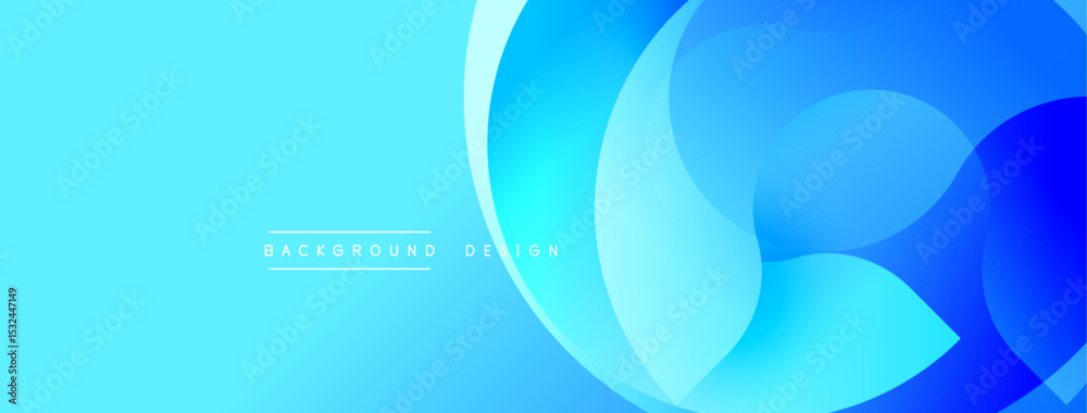 Poster Abstract blue background. Overlapping circles create dynamic gradient effect. Modern design suitable for banners, presentations.