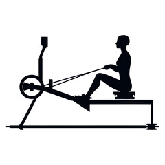 Woman Rowing Machine Exercise Gym Fitness Training Silhouette